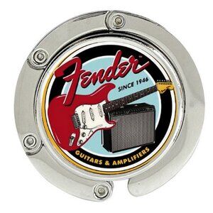 Fender Guitars Purse Hanger Foldable Hook Handbag Table Bag Holder Metal Silver